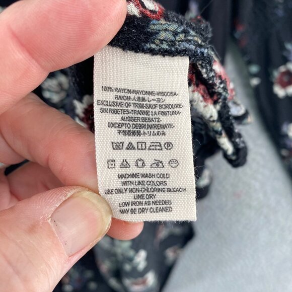 Free People Dress Womens Medium Black Multi Floral Tunic Gauzy Long Sleeve Mini - Picture 6 of 9